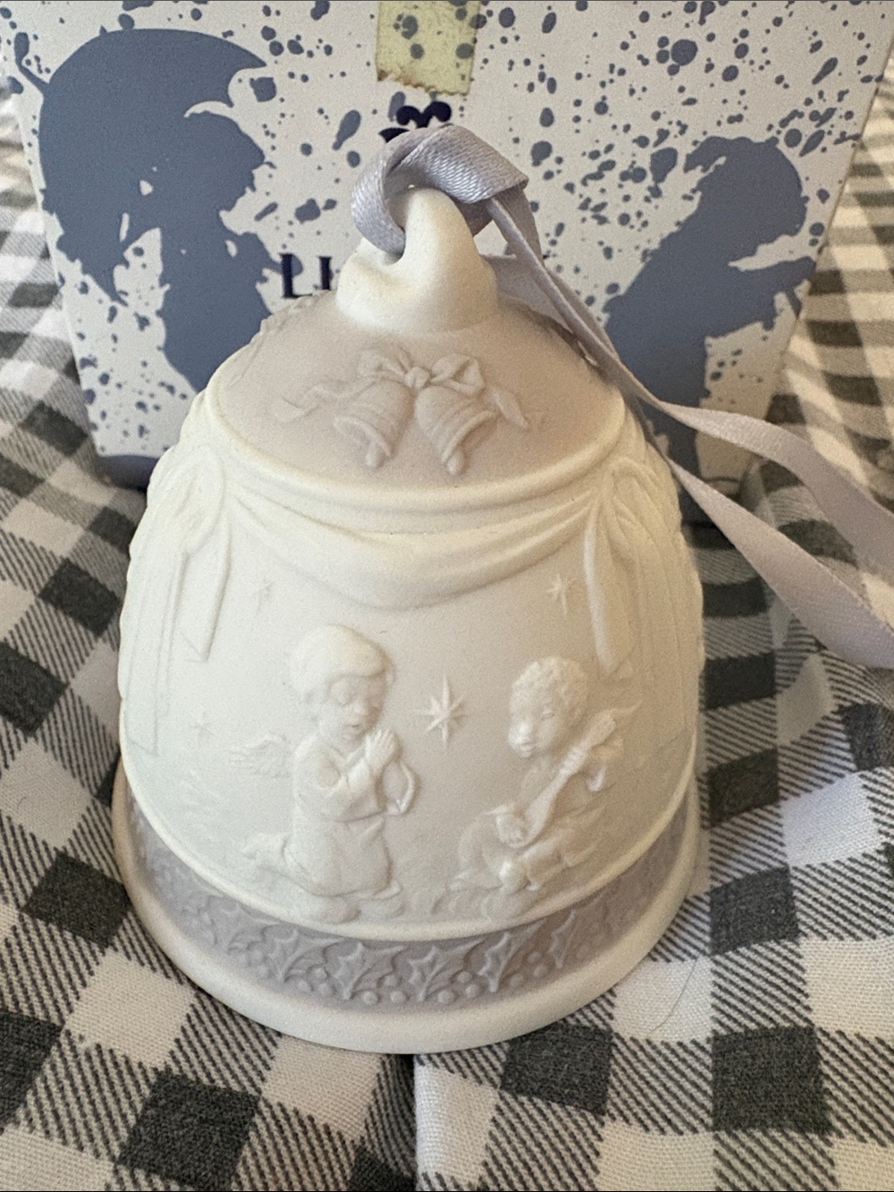Lladro Cream White Porcelain Nativity Bell Ornament
